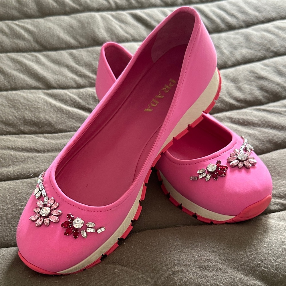 Black Friday until 11/17 Prada Vibrant Pink Embellished Flats